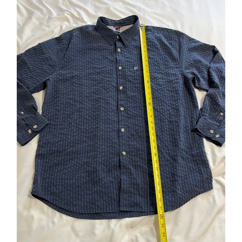 The North Face Mens XL Navy Blue Textured Stripe‎ Long Sleeve Button Down Shirt